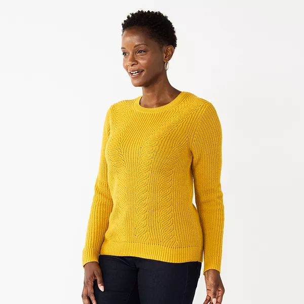 Women's Croft & Barrow® Crewneck Cable Sweater | Kohl's