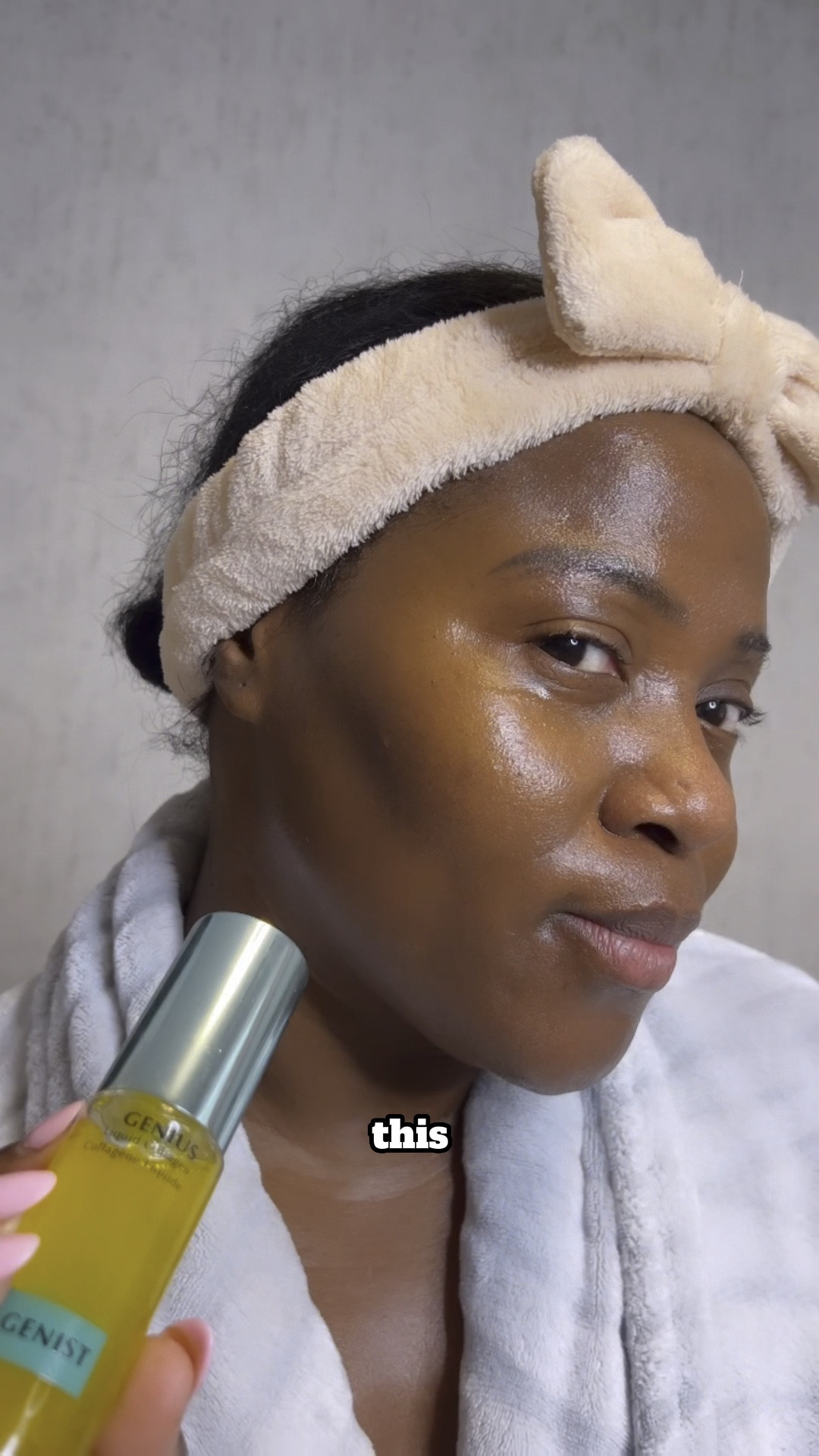 ALGENIST Genius Liquid Collagen 
Expected Results: Skin firmness, improved bounce + elasticity, reduced deep lines + wrinkles and smooth, hydrated radiant-looking skin. 

key ingredients: Patented Alguronic Acid, Proprietary Vegan Collagen™ and Microalgae Oil.



Patented Alguronic Acid: 

Helps reduce the appearance of lines and wrinkles.
Hydrates & brightens
Proprietary Vegan Collagen™:

Helps visibly firm & improves elasticity
Helps reduceskin crepiness.
100% Vegan
Microalgae Oil: 

Hydrates + nourishes. 
Visibly restores skin's radiance.


#LTKsalealert #LTKbeauty #LTKFind