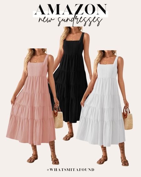 New sundresses from Amazon! Amazon sundress, midi sundress, tiered sundress, square neck sundress, affordable sundress, spring sundress, summer sundress, black sundress, white sundress, pink sundress, tiered midi dress, square neck midi dress, pink midi dress, black midi dress, white midi dress 

#LTKstyletip #LTKfindsunder50 #LTKSeasonal