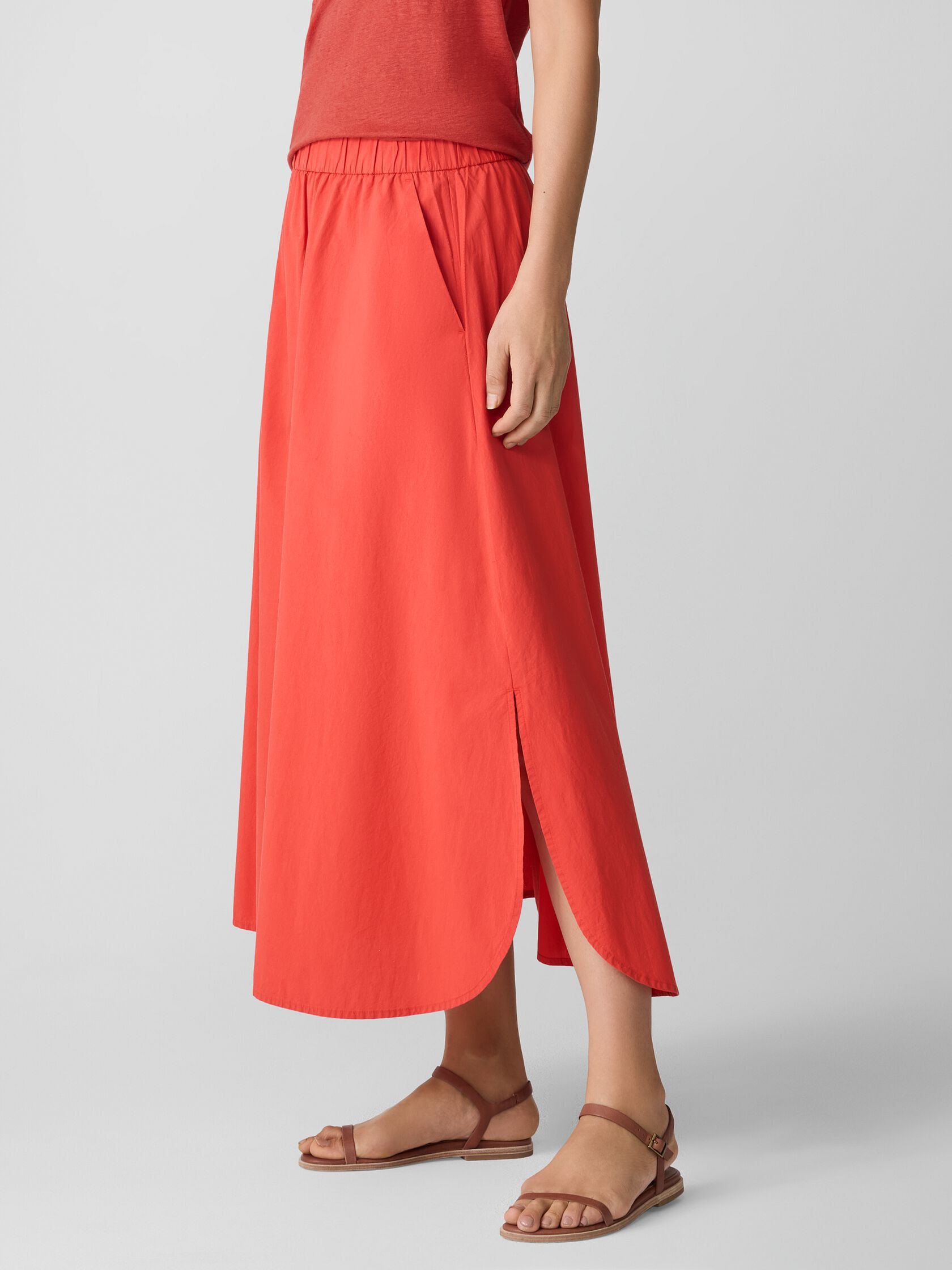 Washed Organic Cotton Poplin A-Line Skirt | Eileen Fisher