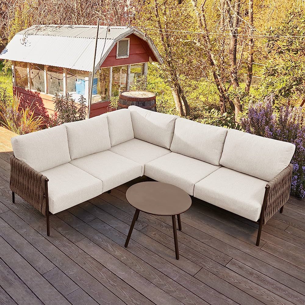 EAST OAK Life Chatter Patio Furniture Set, Outdoor Furniture Corner Sofa Set with Round Coffee Ta... | Amazon (US)