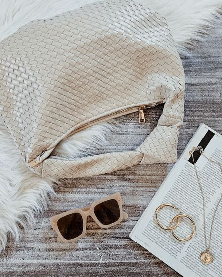 Neutral spring accessories, Anthropologie Melia Bianco woven knotted hobo bag in ivory (comes in additional colors) Amazon Sojos Square frame oversized sunglasses, Amazon Pavoi gold hoop earrings. 

#LTKFestival #LTKitbag #LTKstyletip