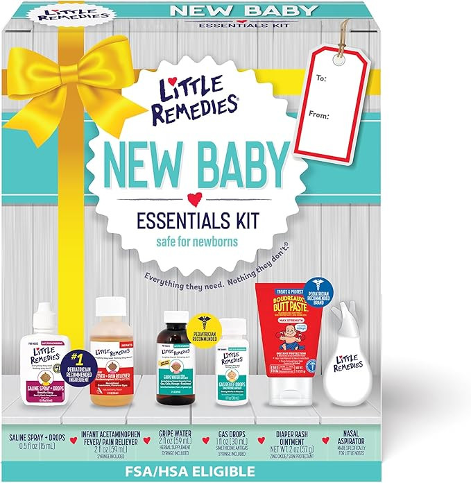 Little Remedies New Baby Essentials Kit with Saline Nasal Spray, Diaper Rash Cream, Gas Relief Dr... | Amazon (US)