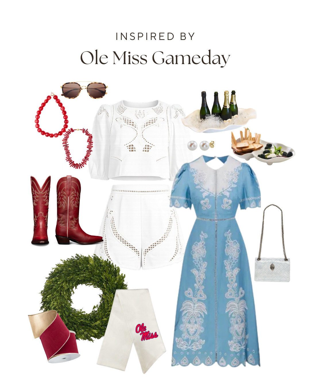 Ole Miss Gameday in style featuring our ole miss sash, royal blue and red ribbon, and round boxwood!  

 