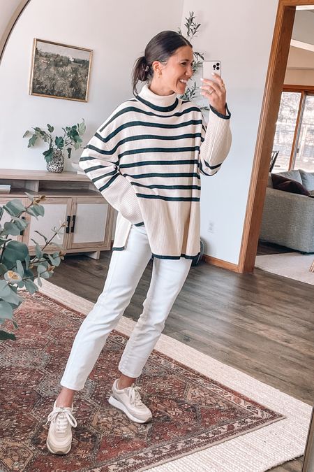 Spring outfit with the perfect white jeans! 

Levi jeans fit tts, I own multiple colors! Striped oversized sweater is an Amazon find & my sneakers are only $35 💕

Target style
Amazon fashion 
Neutral sneakers 
White denim 
Spring outfits 
Church outfit, casual outfits 

#LTKshoecrush #LTKfindsunder50 #LTKstyletip