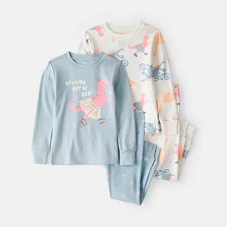 Carter's Baby Girls Rib Round Neck Long Sleeve 4-pc. Pajama Sets, 12 Months, Black | JCPenney