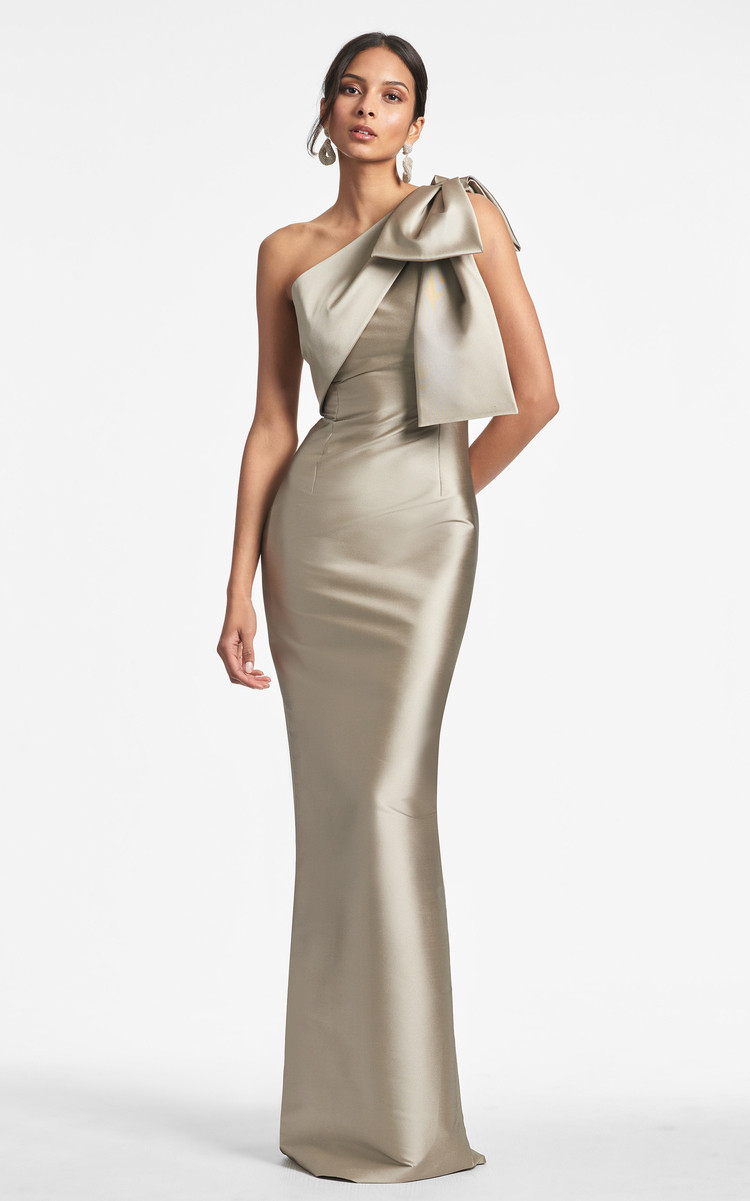Bonnie Draped Bow Satin Gown | Moda Operandi (Global)