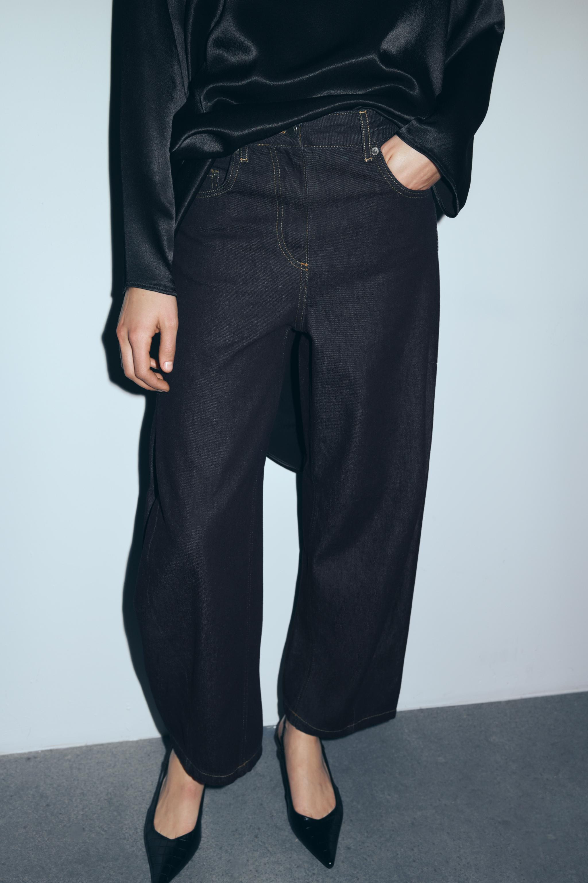 ZW COLLECTION ANKLE BALLOON MID-WAIST JEANS | Zara US