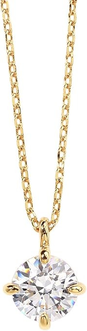 PAVOI 14K Gold Plated Cubic Zirconia Diamond Pendant Necklace for Women | Adjustable Slider | Amazon (US)