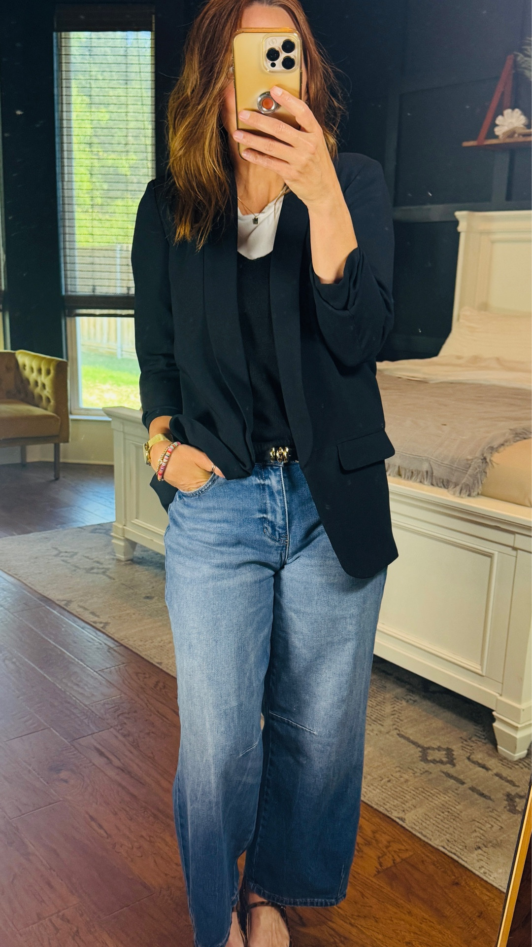 Amazon outfit that looks way more expensive than it is—layered blazer, vest, barrel jeans & Steve Madden flats 🤍 

#LTKmomlife #LTKselfcare #LTKActive
