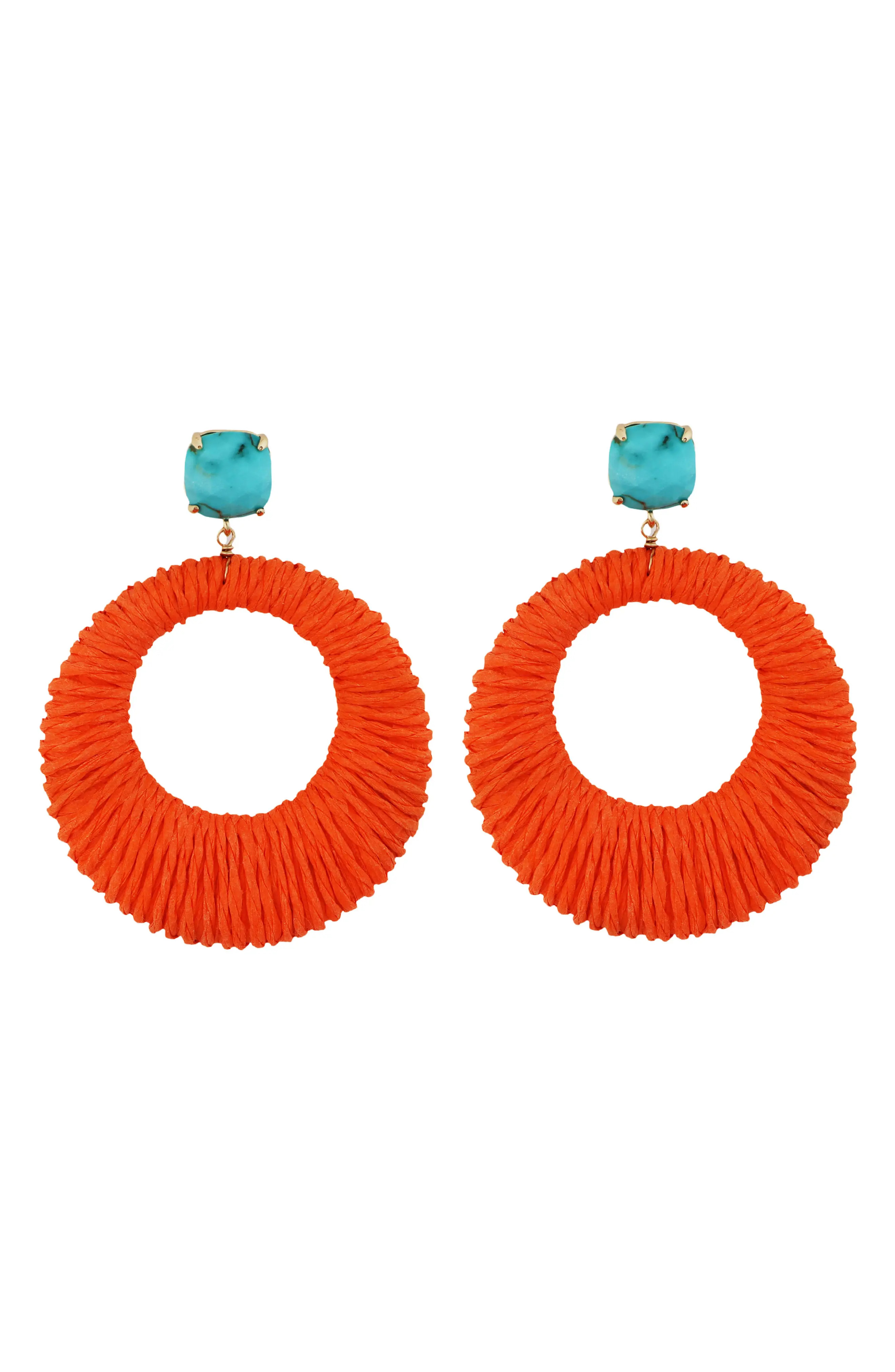 Turquoise Top Hoop Drop Earrings (Women) | Nordstromrack | Nordstrom Rack