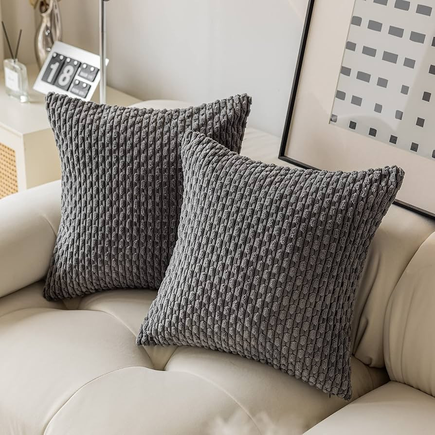 Kevin Textile Pack of 2 Corduroy Decorative Throw Pillow Covers 22x22 Inch Soft Boho Striped Pill... | Amazon (US)