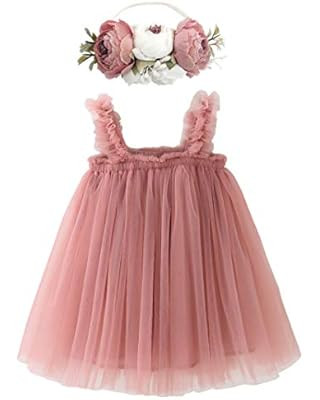 GSVIBK Baby Girls Tutu Dresses Toddler Tulle Dress Long Sleeve Cotton Tutu Dress Sleeveless Infan... | Amazon (US)