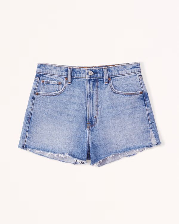 Women's High Rise 4" Mom Short | Women's Clearance | Abercrombie.com | Abercrombie & Fitch (US)