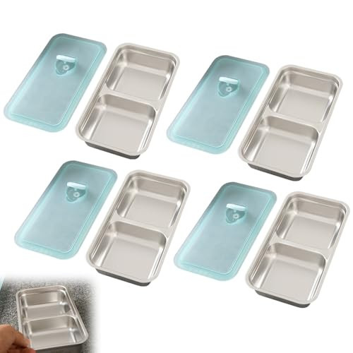 Grab and Go Snack Containers Reusable, Stainless Steel Double Compartment Snack Containers, Dishwasher- Reusable Condiment Containers with Lids, Snacks Dips Takeout Travel and Outdoor Camping (4Pcs) | Amazon (US)