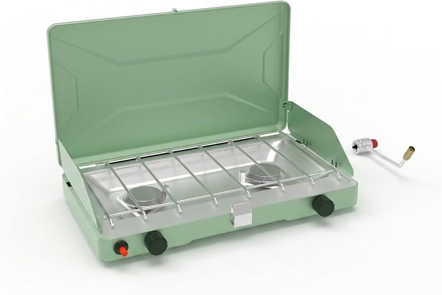 Portable Camping Stove, Propane Gas Camping Cooktop, 2 Burner, 20000 BTUs, Windscreen, Instant Ig... | Amazon (US)
