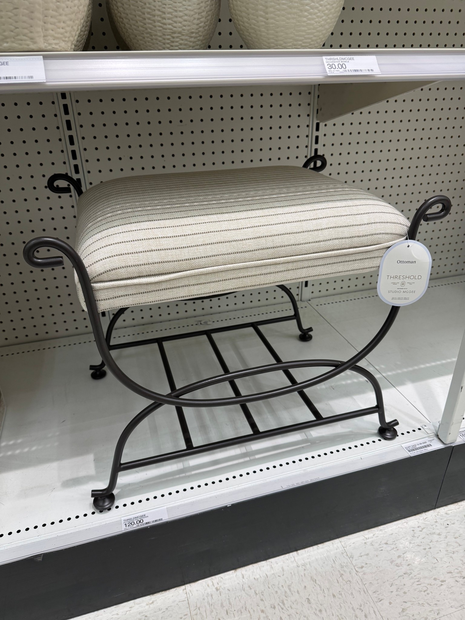 I saw the new stripe fabric ottoman and I love it! 

#LTKHome