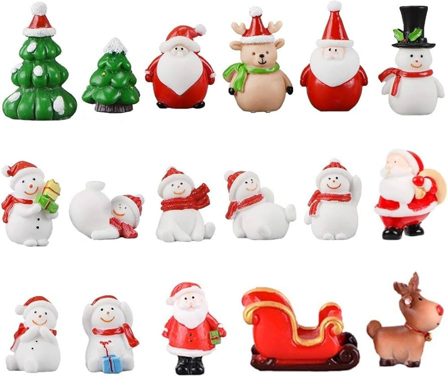 Christmas Miniature Ornaments Kit, 17PCS Mini Christmas Figures Mini Resin Figurines Santa Claus ... | Amazon (US)