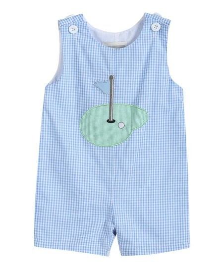 Lil Cactus Blue & White Gingham Golfing Green Shortalls - Infant & Toddler | Best Price and Revie... | Zulily