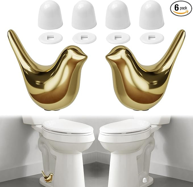 2Packs Ceramic Gold Birds Toilet Bolt Caps & 4Packs Universal Toilet Bolt Covers, Bathroom Decora... | Amazon (US)