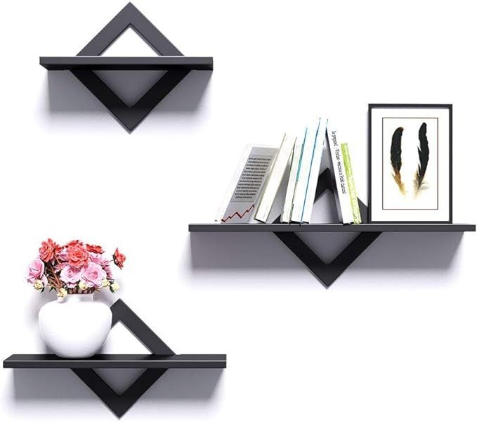 Piorlado Black Floating Shelves for Wall, Wall Shelves Set of 3, Wall Mounted Shelves for Bedroom... | Amazon (US)