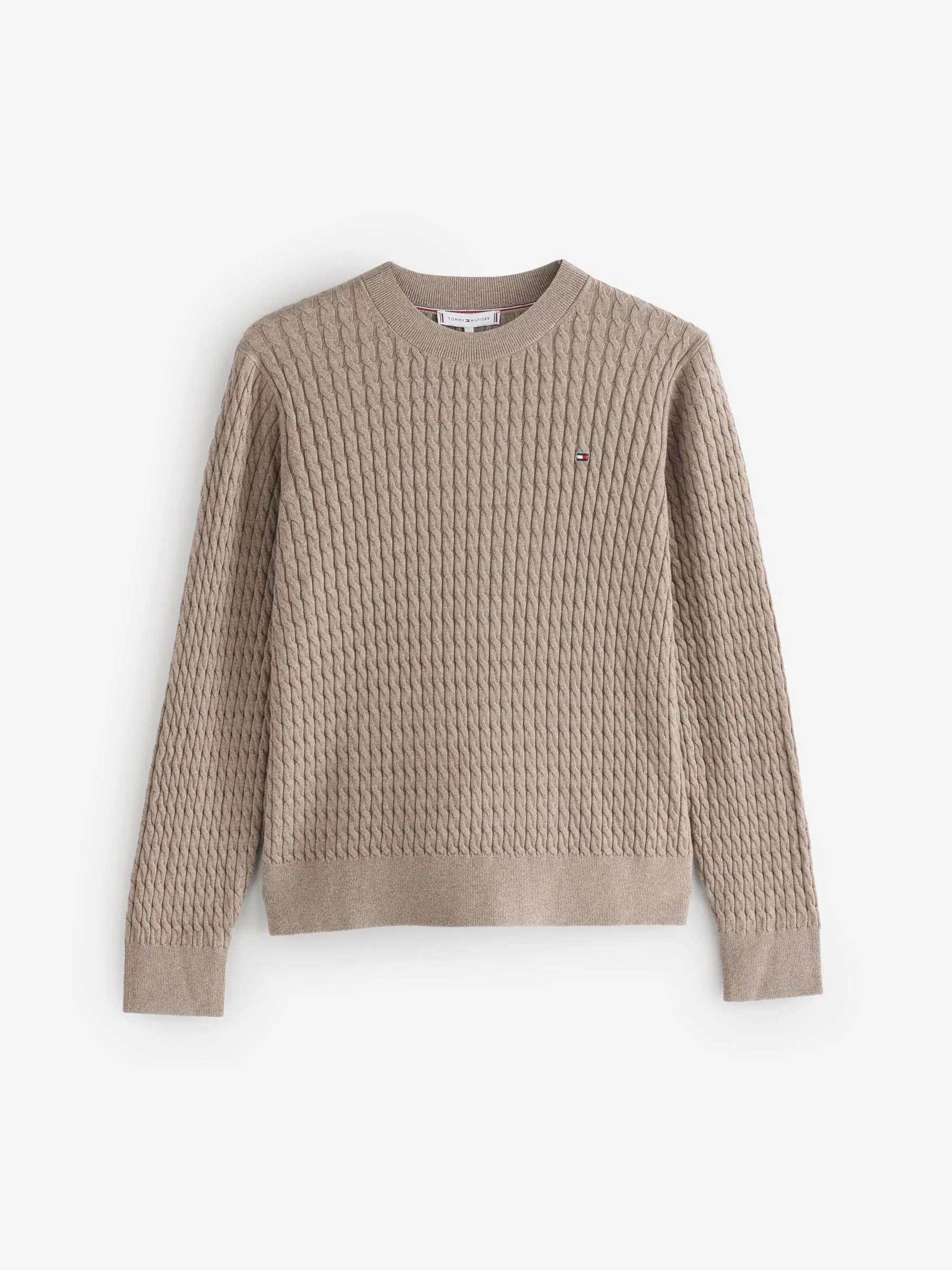 Tommy Hilfiger Tommy Hilfiger Natural Fine Cable Knit Crew Neck Jumper | Next US