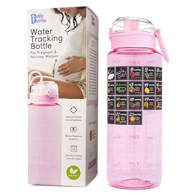 BELLYBOTTLE Pregnancy Water Bottle Intake Tracker with Weekly Milestone Stickers (BPA-Free) Pregn... | Amazon (US)