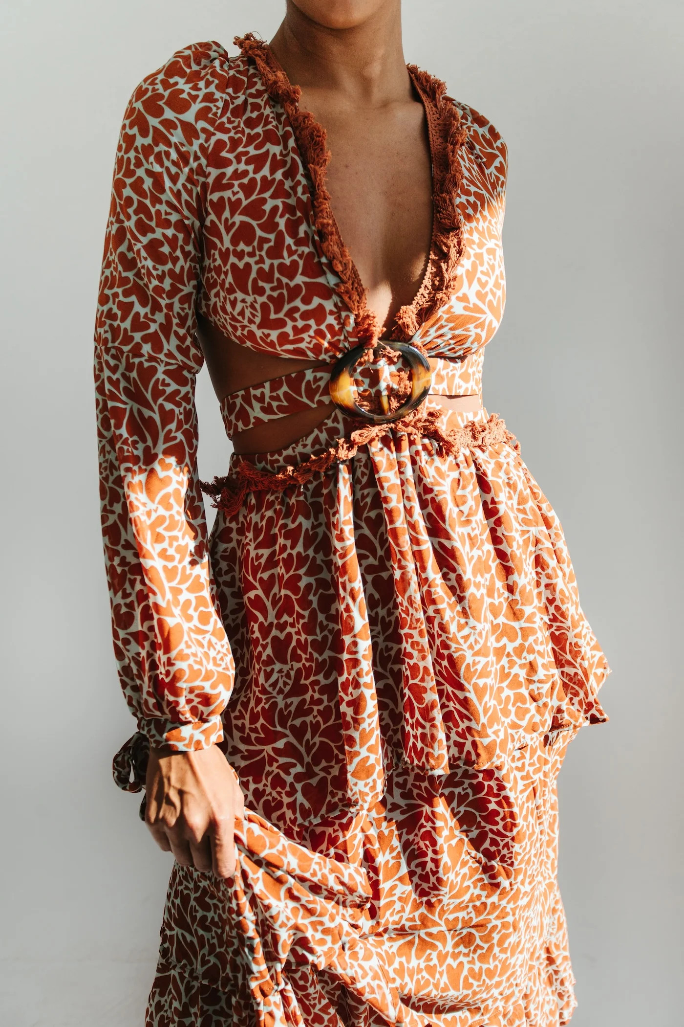 Elizabeth Printed Maxi Dress - Rust - THELIFESTYLEDCO Shop | THELIFESTYLEDCO