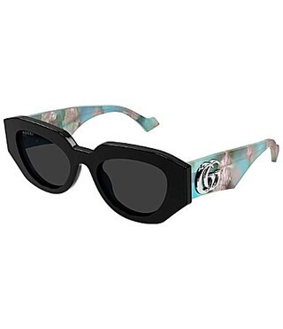 Gucci Women's Gucci Generation 51mm Cat Eye Sunglasses - Black/Light Blue and Beige Pearled Spotted Havana | Dillard's