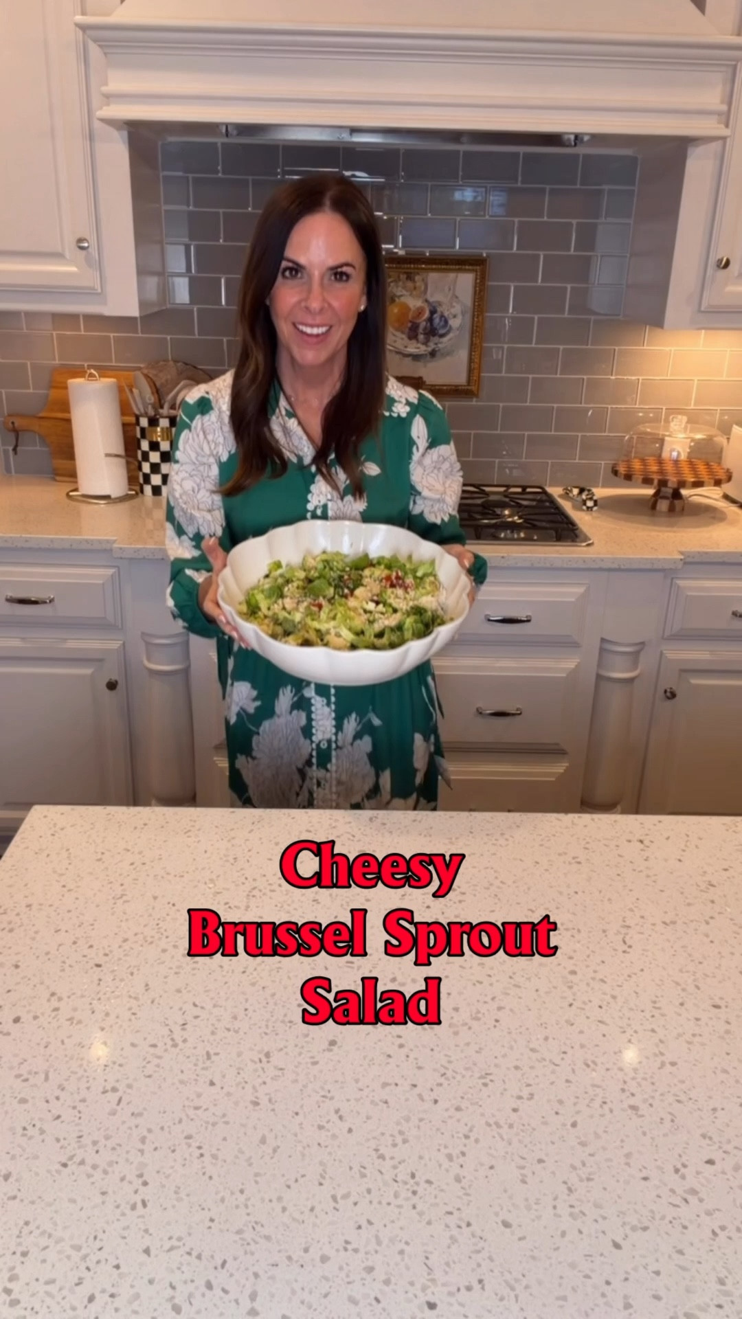 Cheesy, crunchy, and so so good, this Brussels sprout salad is on repeat lately and disappears every single time. Perfect to serve to a crowd or for a weeknight dinner. 

Easy Cheesy Brussel Sprouts Salad 
Ingredients
1½ lbs Brussels sprouts
4 tbsp olive oil (divided)
1 tsp salt
½ cup sliced olives
½ cup chopped artichoke hearts
½ cup chopped roasted red peppers
1 cup finely grated Parmesan or any hard, salty cheese
1 tbsp red wine vinegar
2 tbsp lemon juice
½ cup toasted breadcrumbs
Instructions
Thinly slice the Brussels sprouts (they don’t have to be perfect!). Set aside about 1 cup raw for later.
Heat 1 tbsp olive oil in a large pan. Add the rest of the Brussels sprouts with salt and cook for about 2 minutes, just until slightly softened and bright green.
Transfer to a big bowl and toss with olives, artichokes, red peppers, and cheese (it’ll get a little melty—so good).
In a small bowl, whisk together the remaining olive oil, vinegar, lemon juice, and a pinch of salt.
Pour dressing over the salad, add the reserved raw Brussels sprouts, and toss everything together. Taste and adjust with more lemon or salt if needed.
Top with toasted breadcrumbs and extra cheese before serving.

#amazonfinds #entertainingideas #easyrecipes #hostesslife #foodinspo

#LTKfoodie #LTKootd