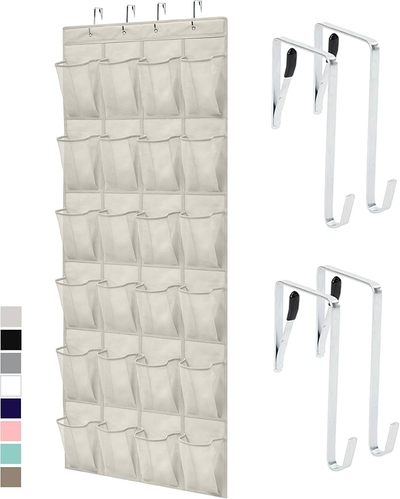 Gorilla Grip Over the Door Shoe Organizer, 24 Large Breathable Mesh Pockets, Space Saving Hanging... | Amazon (US)