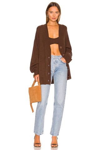 Trista Oversized Cardigan in Chocolate | Revolve Clothing (Global)