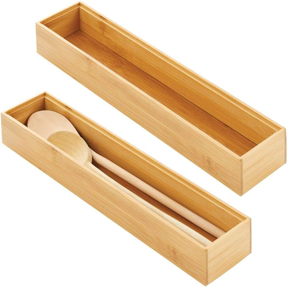 mDesign Slim Kitchen Organiser — Wooden Storage Box for Small Kitchen Items — Practical Herb,... | Amazon (US)