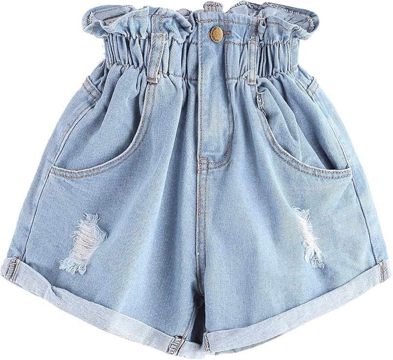 Milumia Women's Casual High Waisted Hemming Denim Jean Shorts with Pockets | Amazon (US)