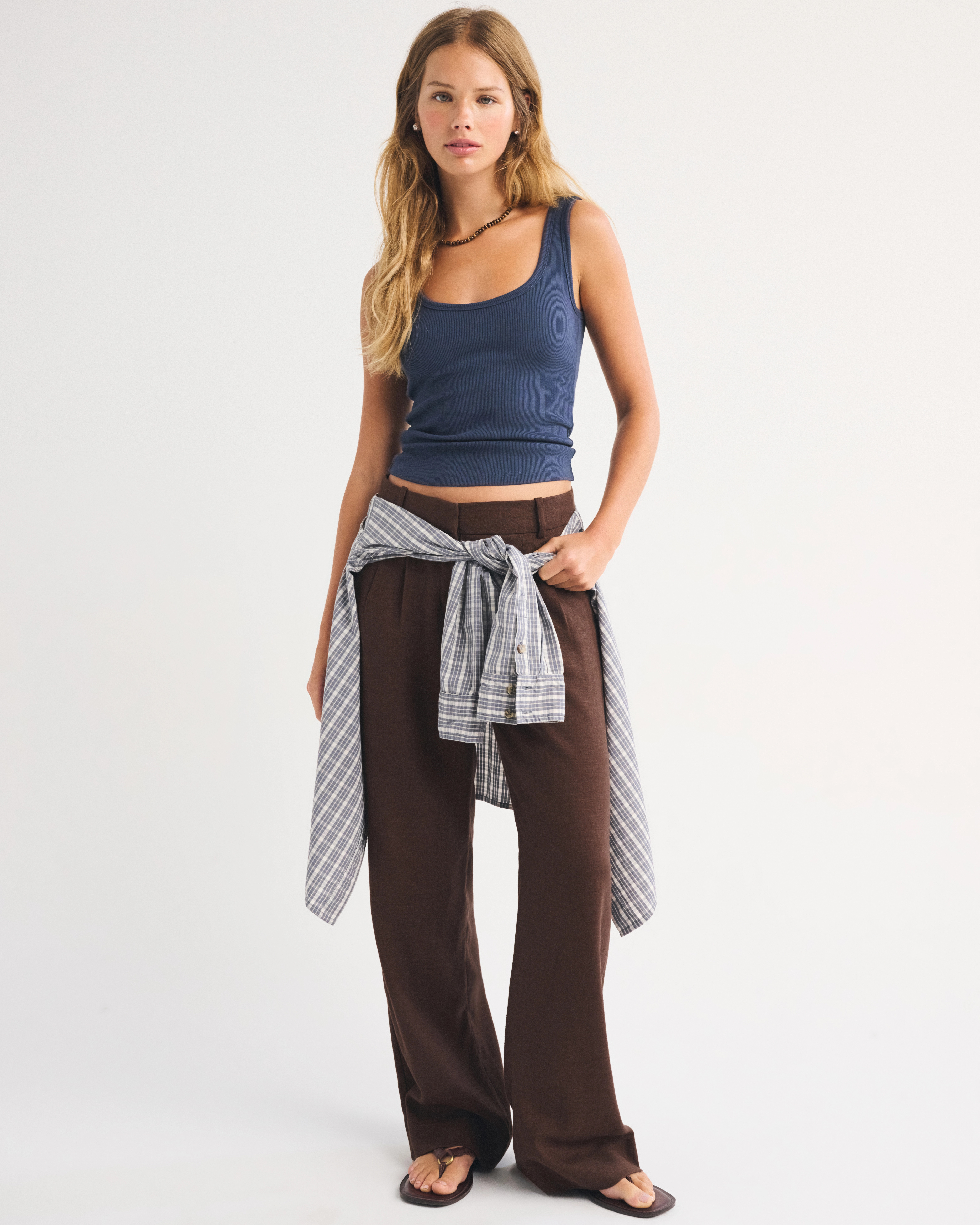 A&F Sloane Low Rise Linen-Blend Tailored Wide Leg Pant | Abercrombie & Fitch (US)