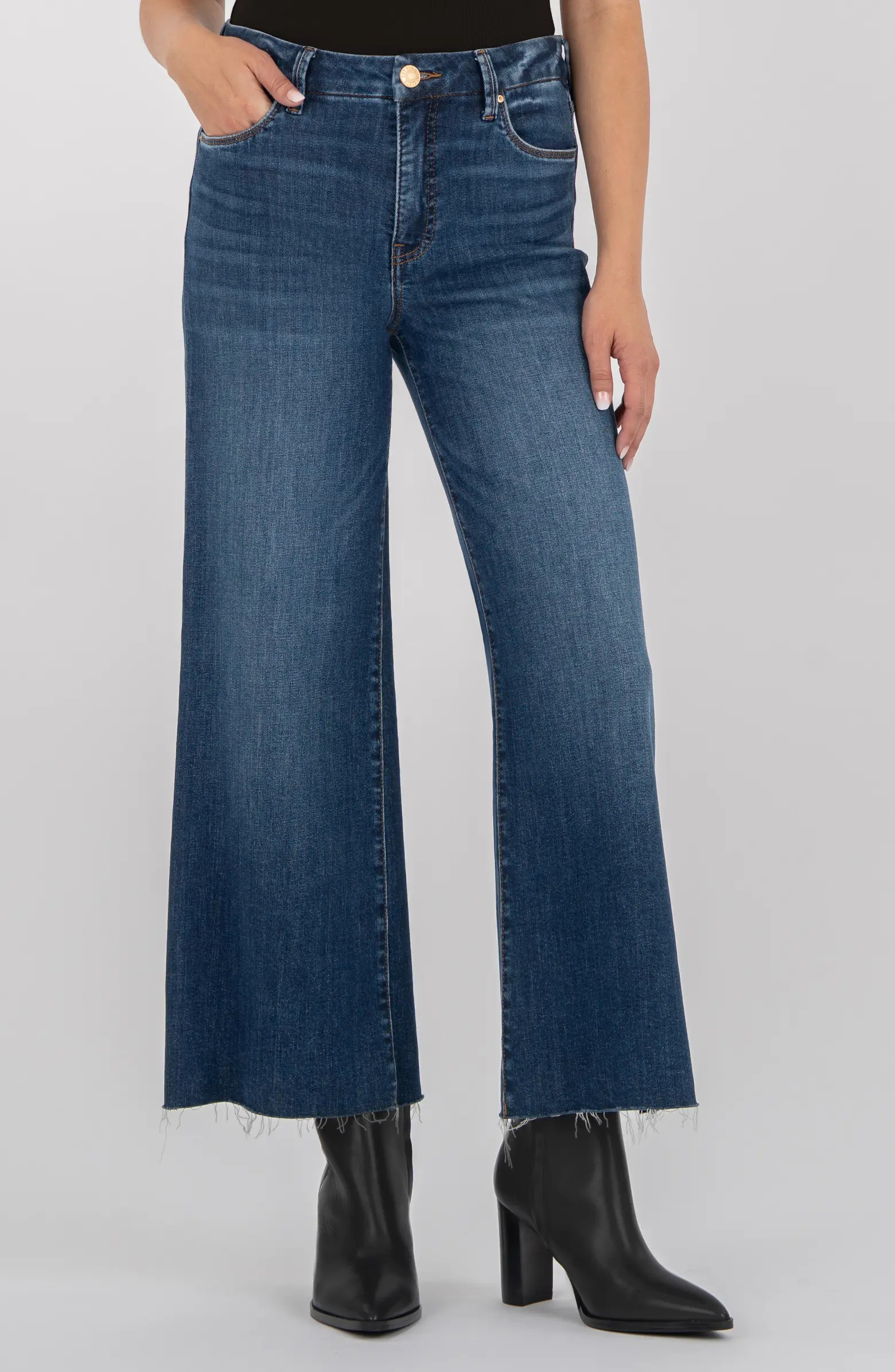 Meg High Waist Raw Hem Wide Leg Jeans | Nordstrom