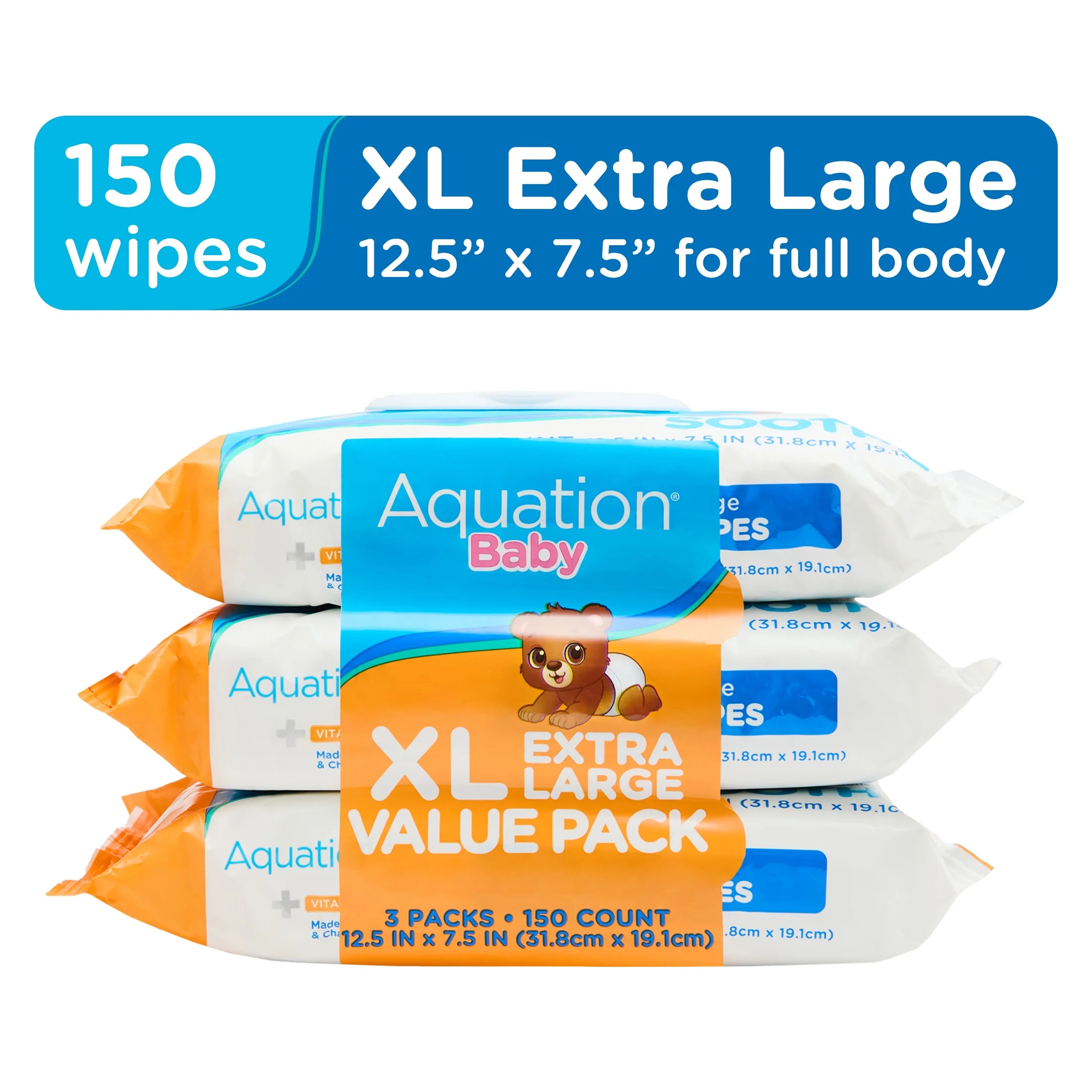 Aquation Baby Extra Large Wipe Soothe with Vitamin E, 3 Pack, 50 Count | Walmart (US)