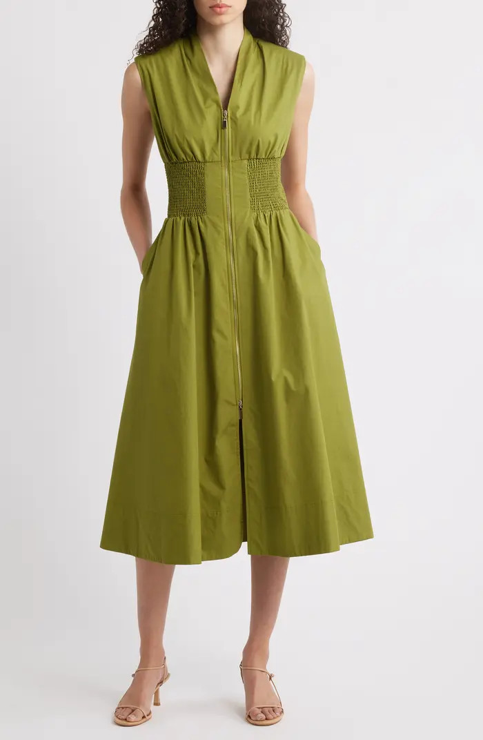 Vince Camuto Smock Waist Cotton Midi Dress | Nordstrom | Nordstrom