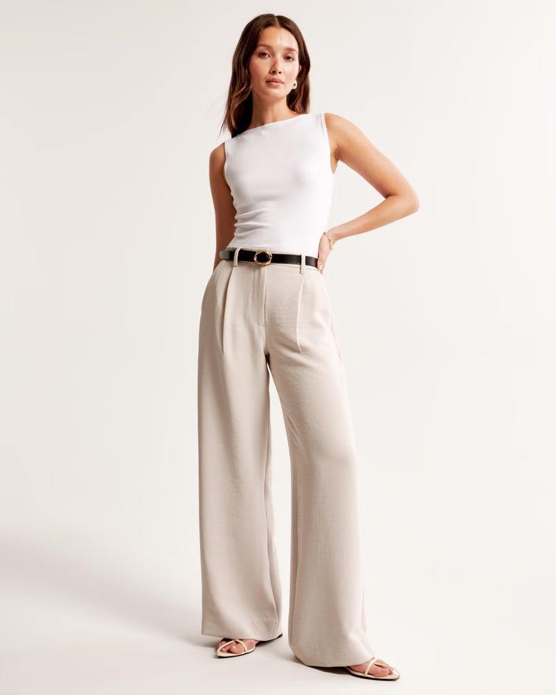 Women's A&F Harper Tailored Premium Crepe Pant | Women's New Arrivals | Abercrombie.com | Abercrombie & Fitch (US)