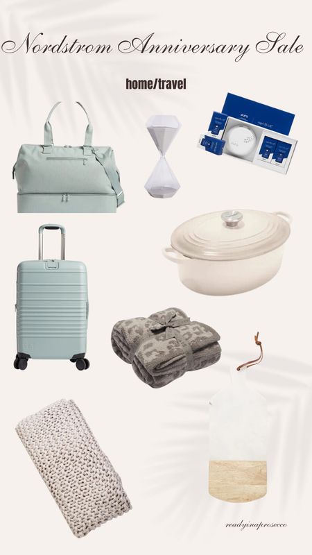 Nordstrom anniversary sale home & travel. Suitcase, blanket, carry on, weekender bag, Dutch oven, wall plug in, sand timer, knitted weave blanket, marble cutting board

#LTKsalealert #LTKxNSale #LTKhome