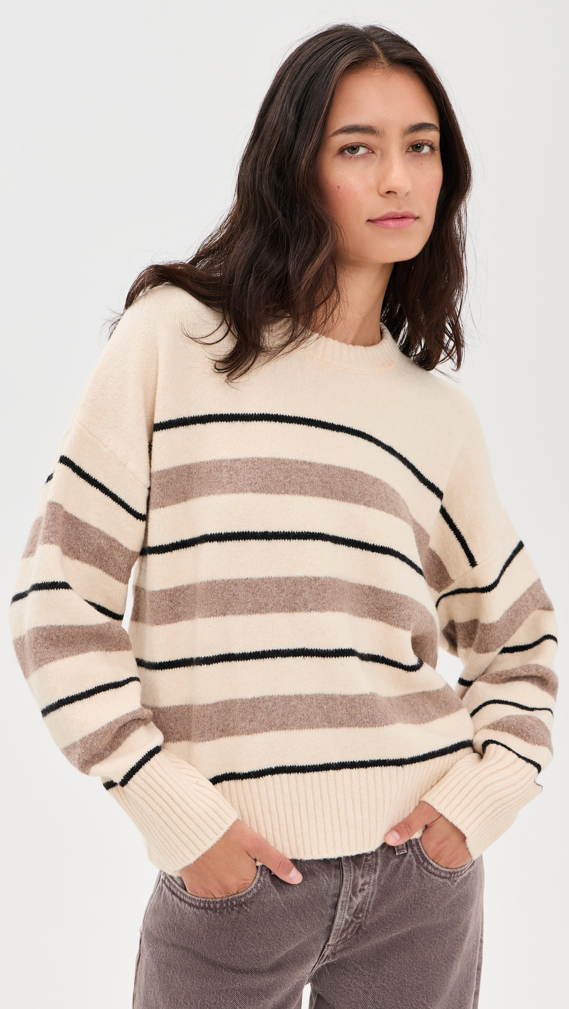 Z Supply Cirrus Stripe Sweater Chalk S | Shopbop