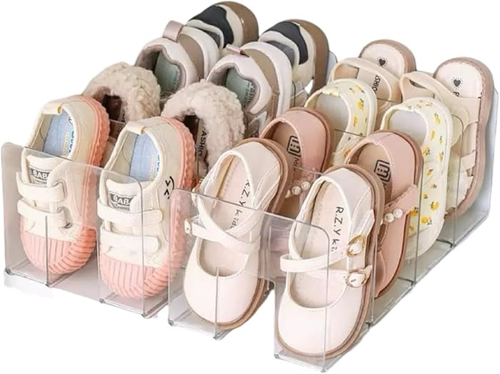 Clear Acrylic Shoe Rack for Kids 2 Pack Clothing Drawer Organizer Baby Dresser Organizer 4 Sectio... | Amazon (US)