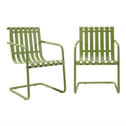 Green Metal Aubrey Outdoor Armchairs Set of 2 | World Market