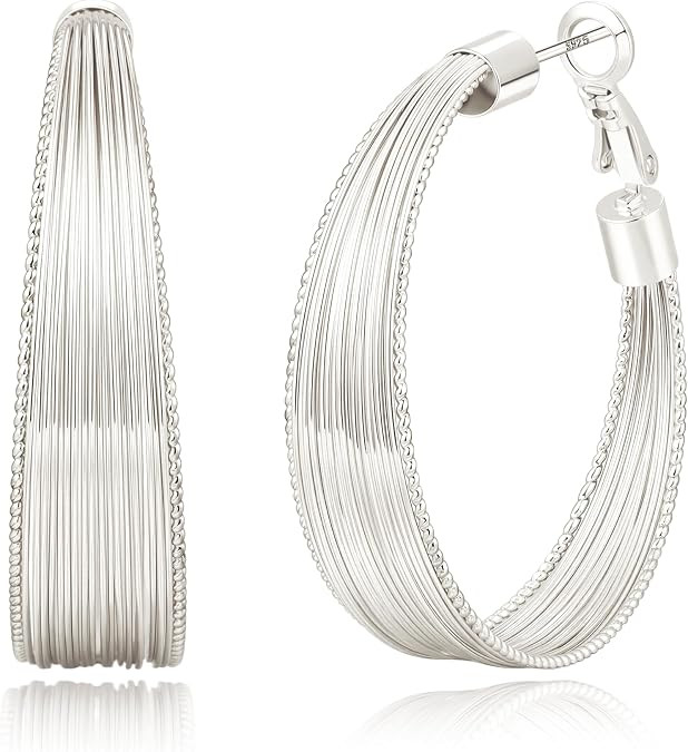 8MM Chunky Silver Hoop Earrings for Women Hypoallergenic 925 Thick Sterling Silver Post Hoop Earr... | Amazon (US)