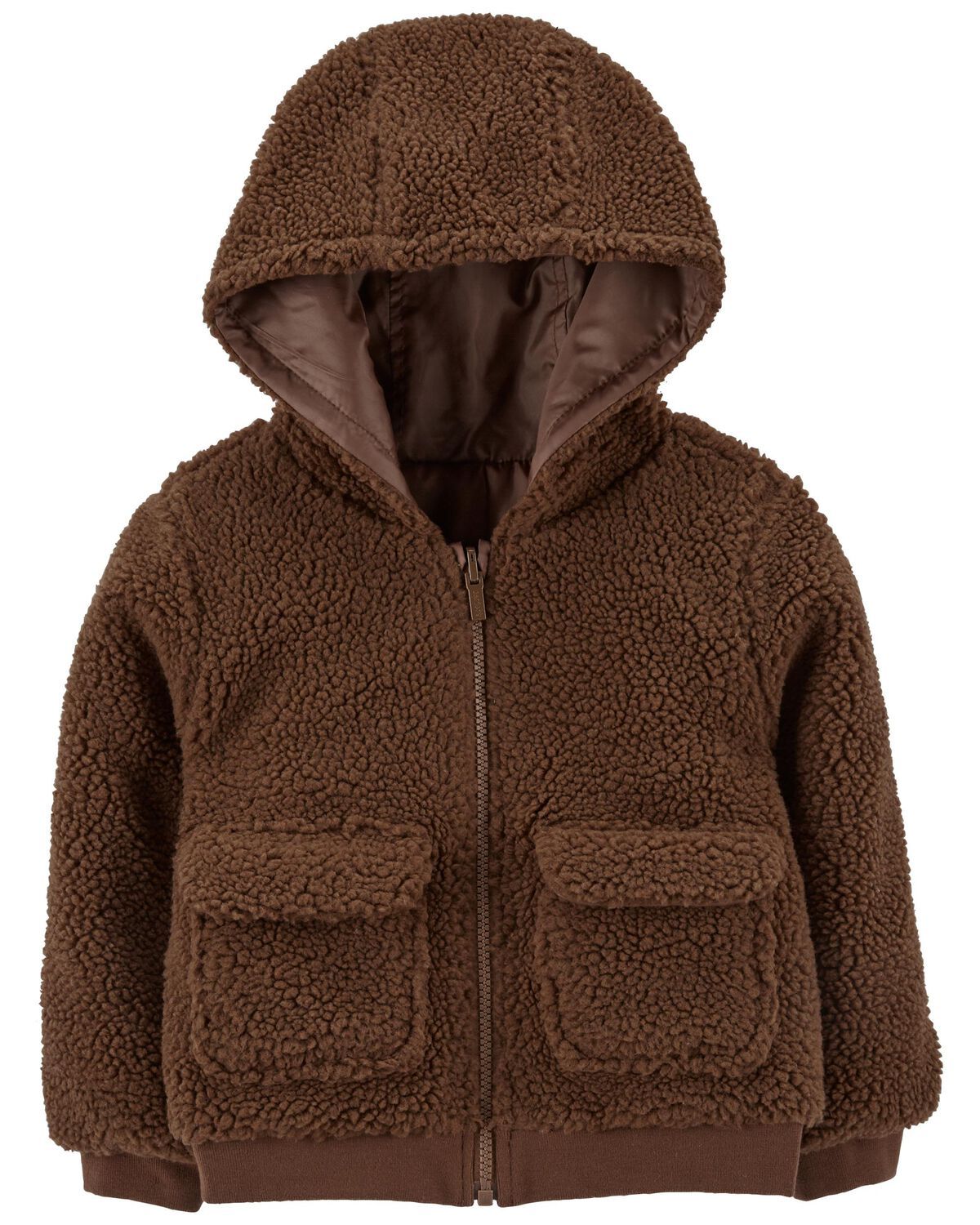 Brown Toddler Reversible Hooded Sherpa Jacket | carters.com | Carter's