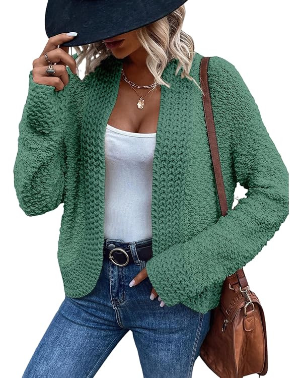 Dokotoo Women's 2024 Fashion Casual Open Front Long Sleeve Chunky Knit Cardigans Sweaters Outerwe... | Amazon (US)