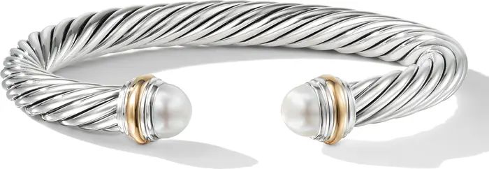Classic Cable Bracelet in Sterling Silver with 14K Yellow Gold and Semiprecious Stones, 7mm | Nordstrom