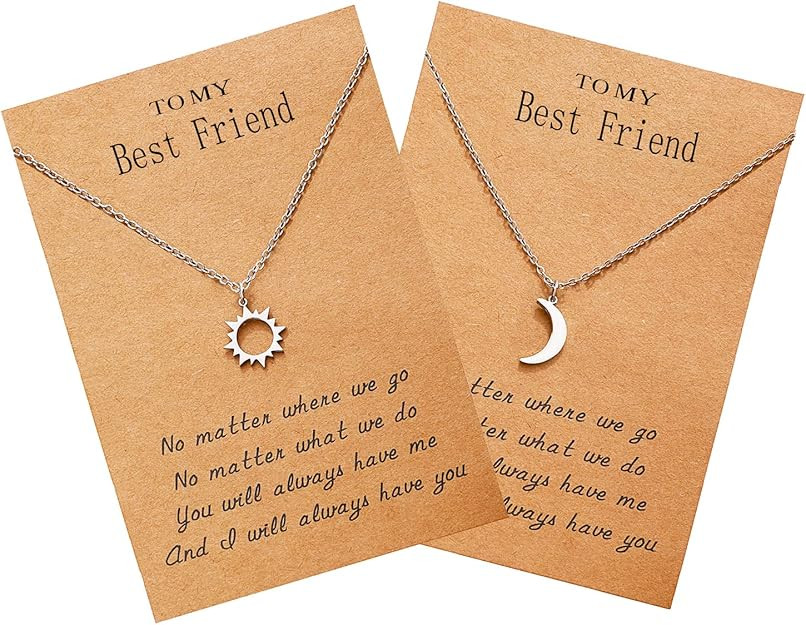 Best Friend Necklace for 2, Sun and Moon Matching Friendship Necklace Jewelry Gifts for BFF Siste... | Amazon (US)