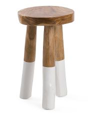 Teak Wood Organic Round Stool With Dipped Legs | Marshalls