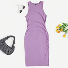 Solid Ribbed Knit Bodycon Dress | SHEIN